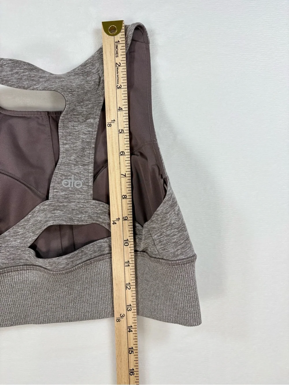 Alo Yoga Alosoft Serenity Bra Gravel Heather High Neck Racerback Size XS